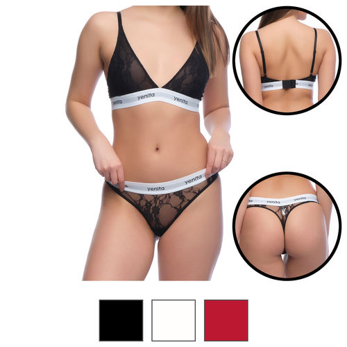 yenita® underwear-set for ladies made of floral lace