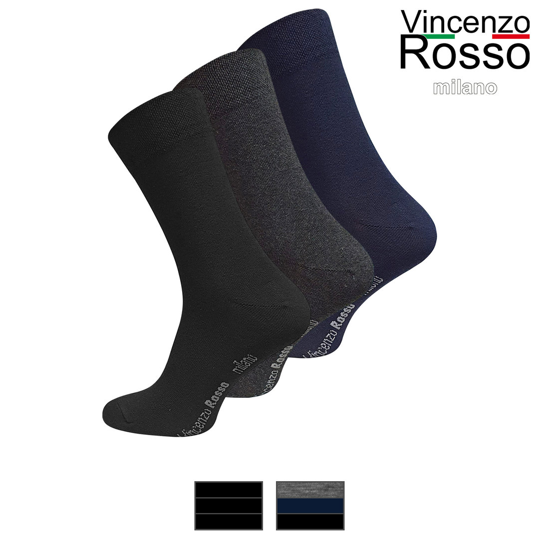 Vincenzo Rosso® 3er Pack Herren Business Socken - Farbe wählbar