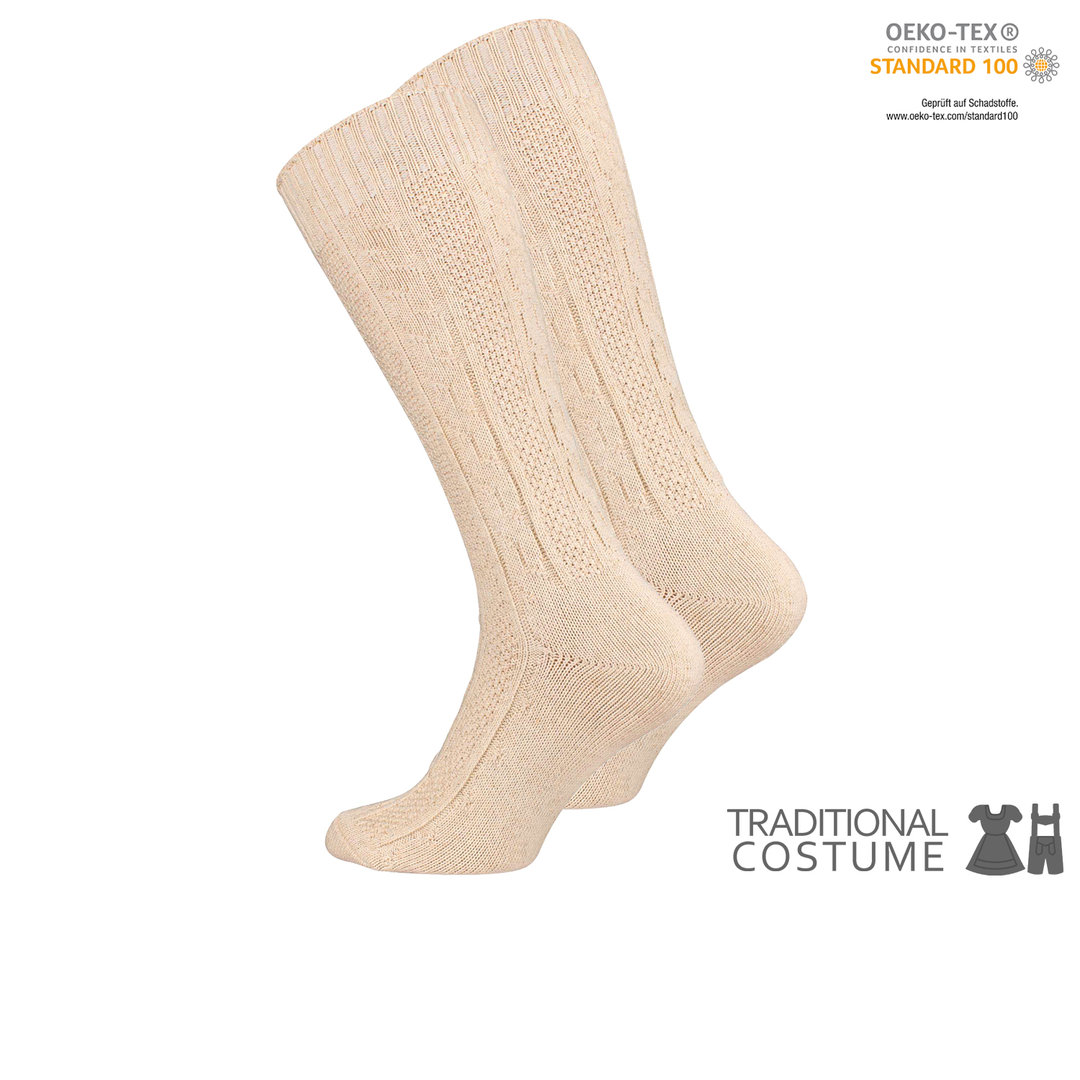 Unisex Trachtensocken mit "Leinen" in hellbeige