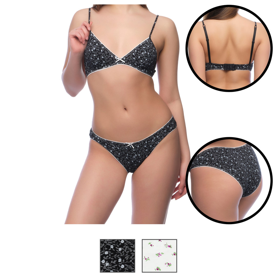 yenita® Damen Unterwäsche-Set mit floralen Motiv