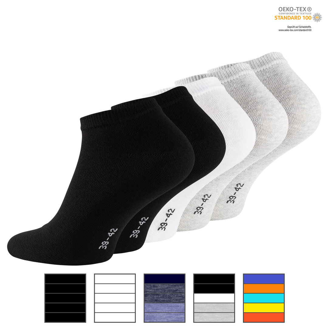 Essentials Sneaker Socken 5er Pack - Unisex Baumwoll - Farbe wählbar