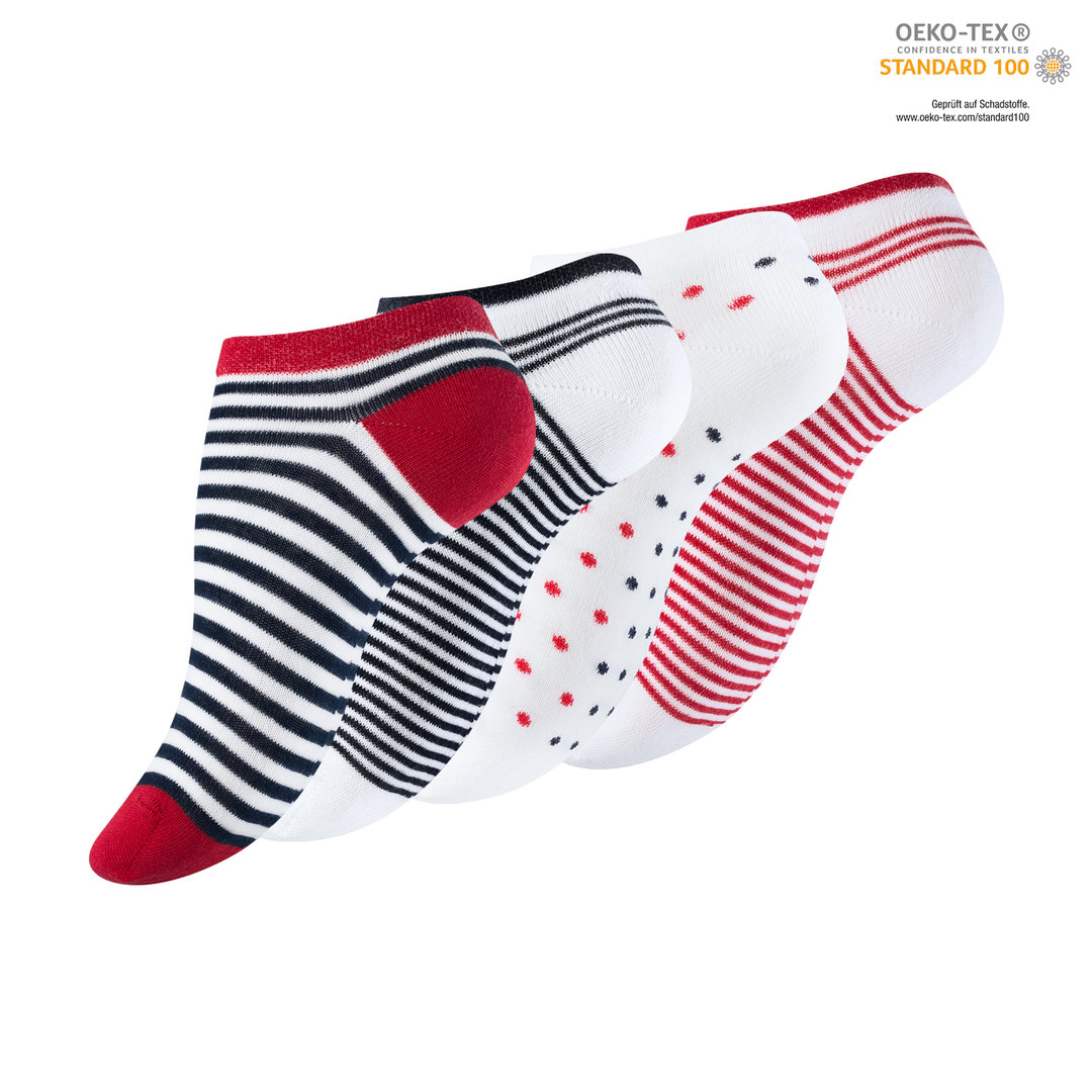 Vincent Creation® 4er Pack Damen Sneakersocken "MISS SAILOR"