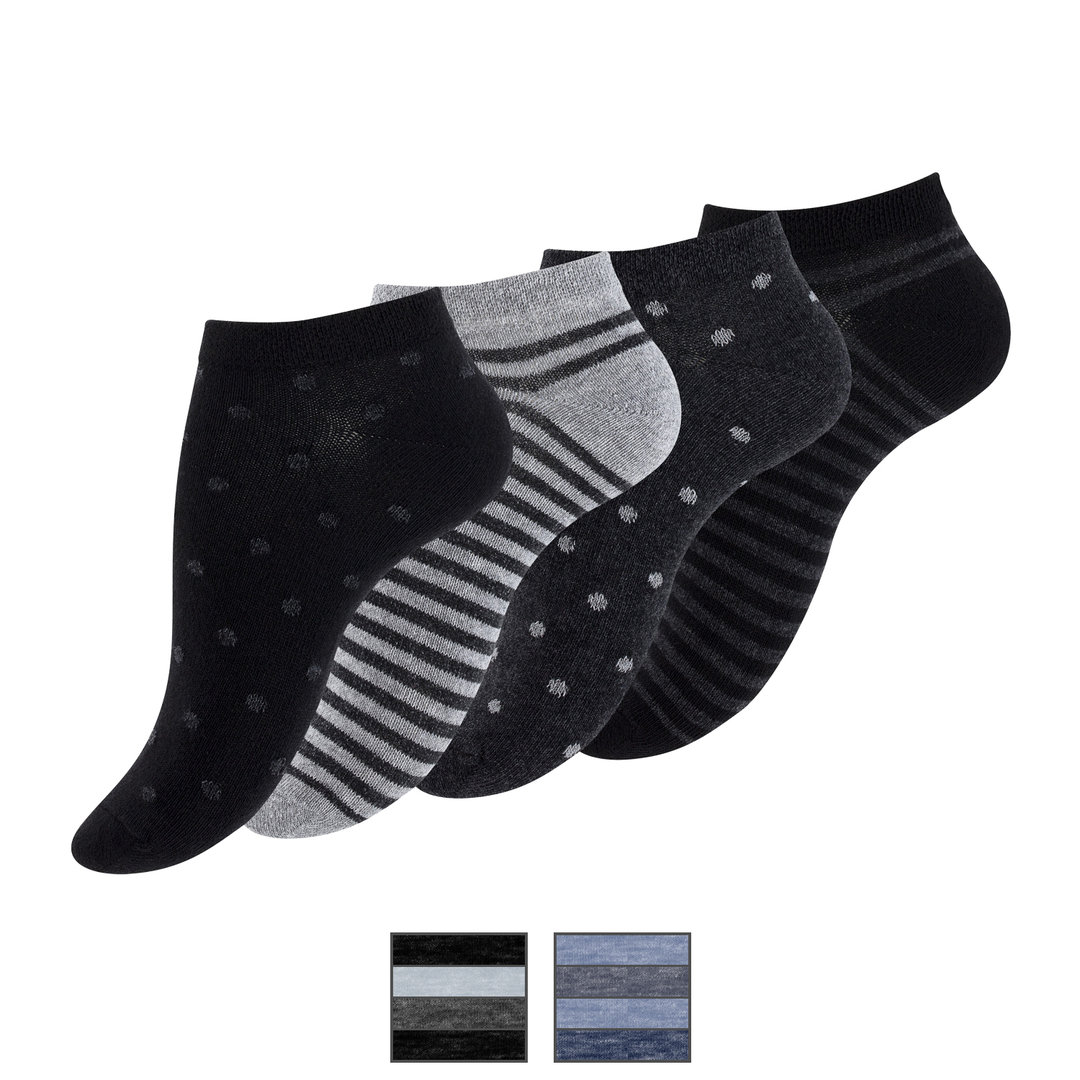 Vincent Creation® 4er Pack Damen Sneakersocken "DOT STRIPE" - Farbe wählbar