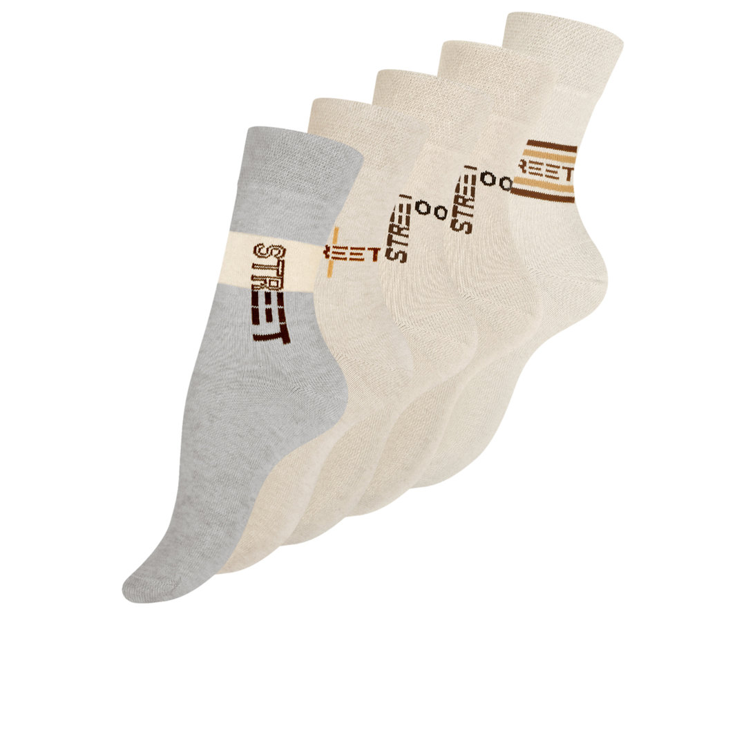 Damen Socken 5er Pack "STREET" ohne Gummibund in Beigetönen