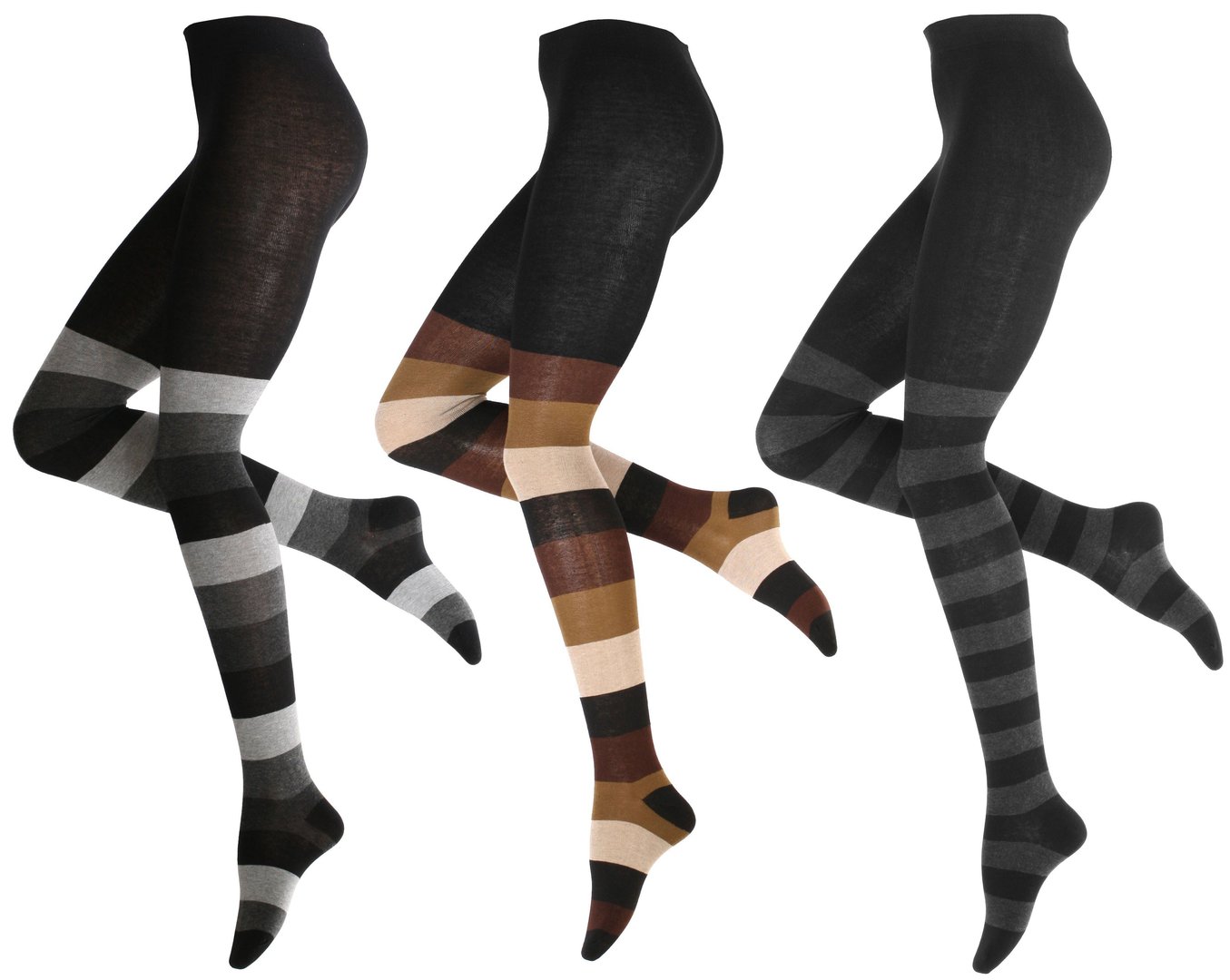 yenita® Damen Baumwoll Strumpfhose mit Blockringel - Farbe wählbar