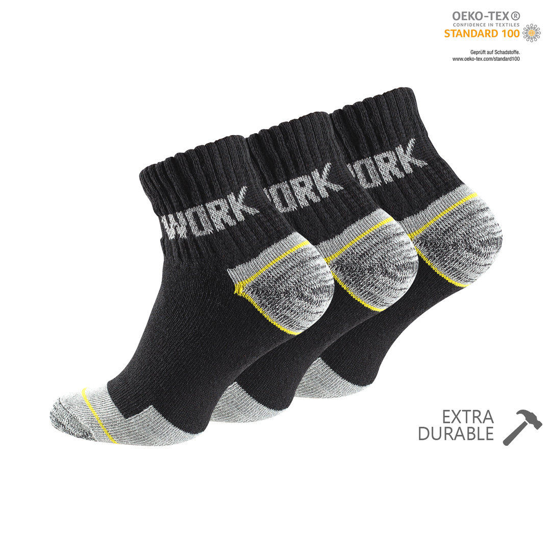 3er Pack Herren Kurzschaft Arbeitssocken "WORK"