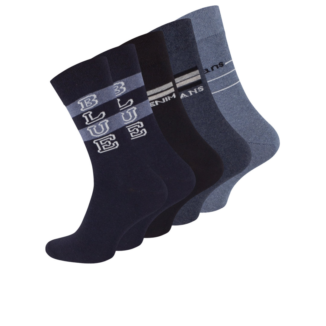 Herren Baumwoll Socken 5er Pack "JEANS" ohne Gummibund