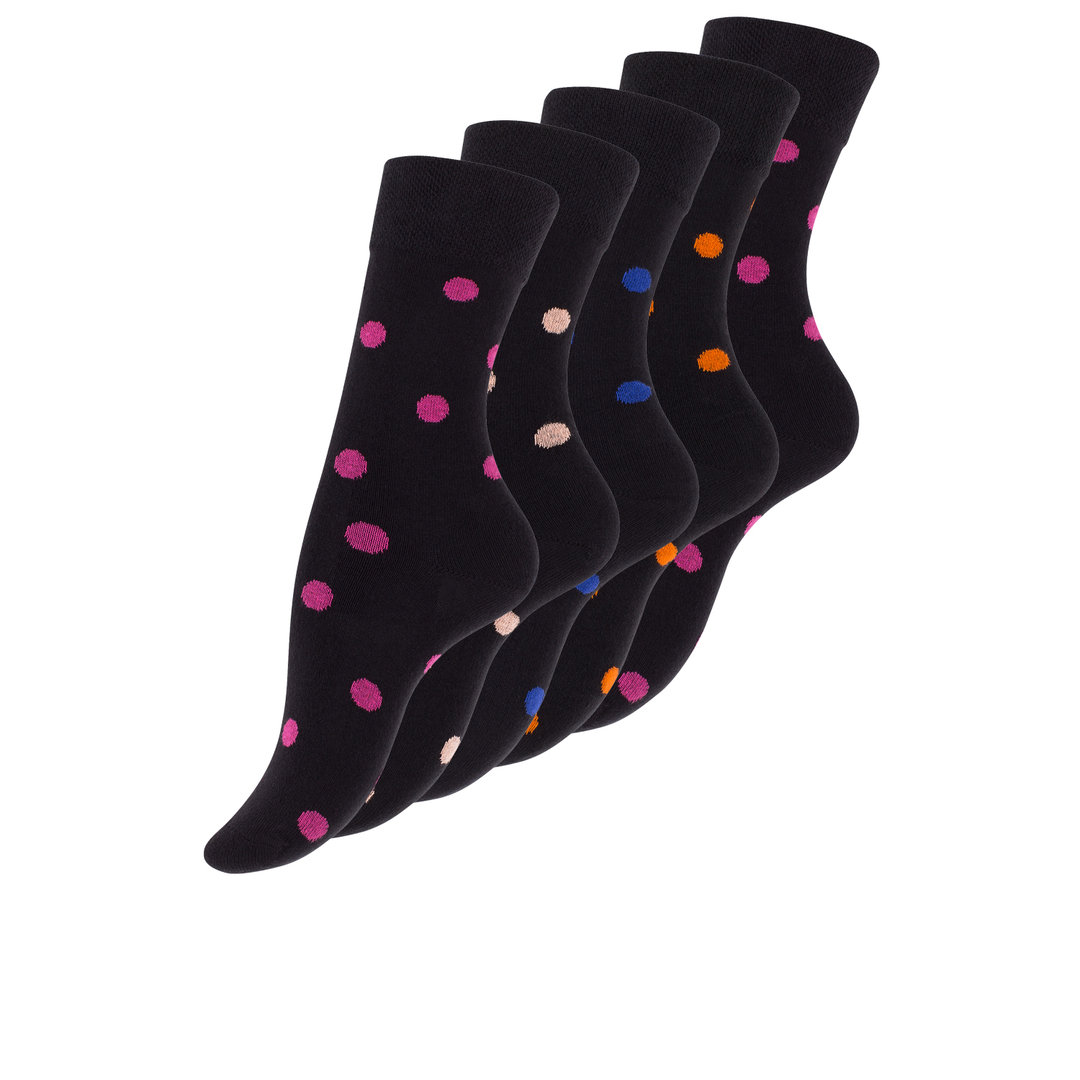 Damen Baumwoll Socken 5er Pack "CRAZY DOT" in schwarz