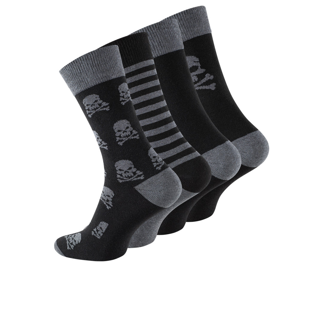 4er Pack Herren Baumwoll Socken "SKULL" im Totenkopf-Design