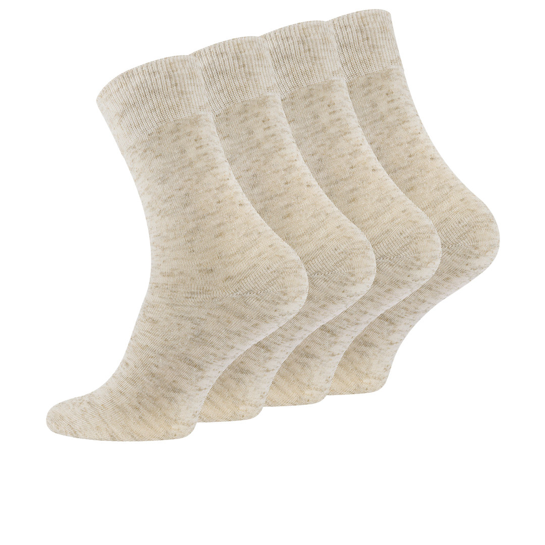 3er Pack Herren Leinen Socken "NATUR" in beige meliert