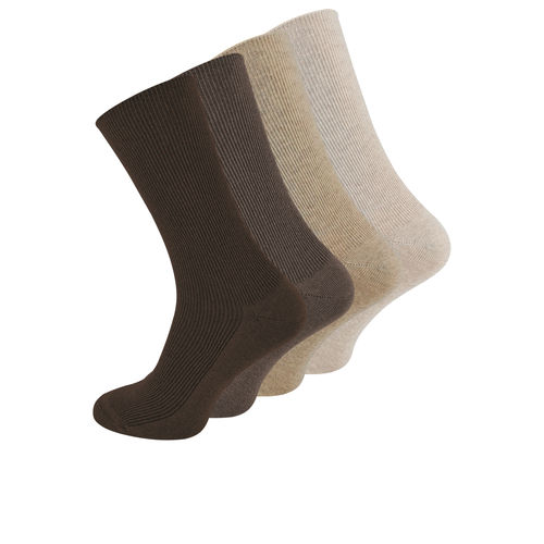 men cotton socks without elastic top in brown colors