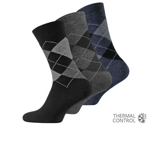 men full terry thermal socks with diamond design