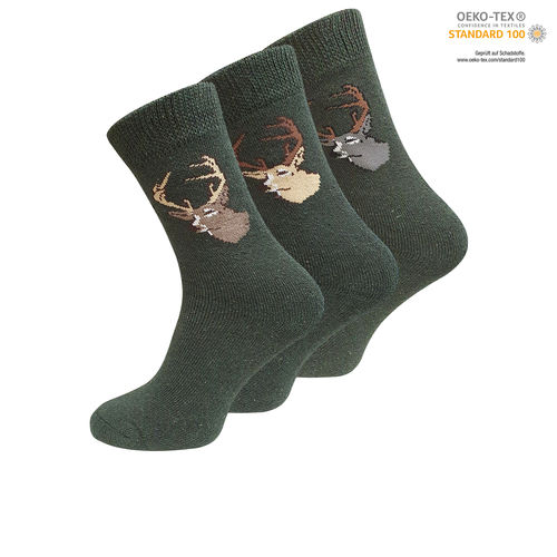 men hunter and ranger socks with stag design in green