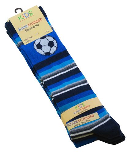 kids cotton knee socks with soccer design