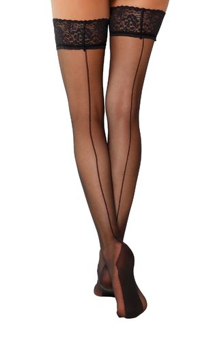 yenita® 15 DEN thigh high stockings with back seam and lace