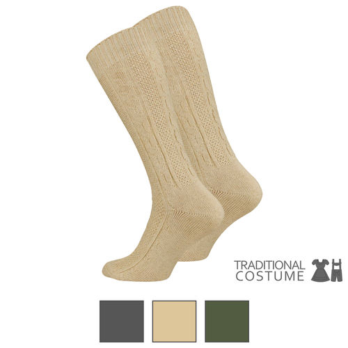 unisex traditional costume socks with cable design - color selectable
