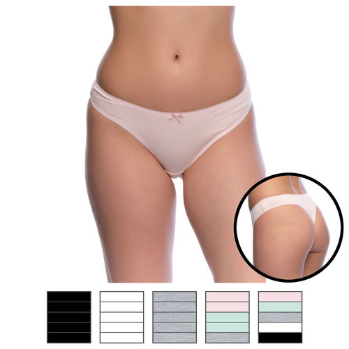 yenita® ladies thong "Cotton Stretch" with little loop - color selectable