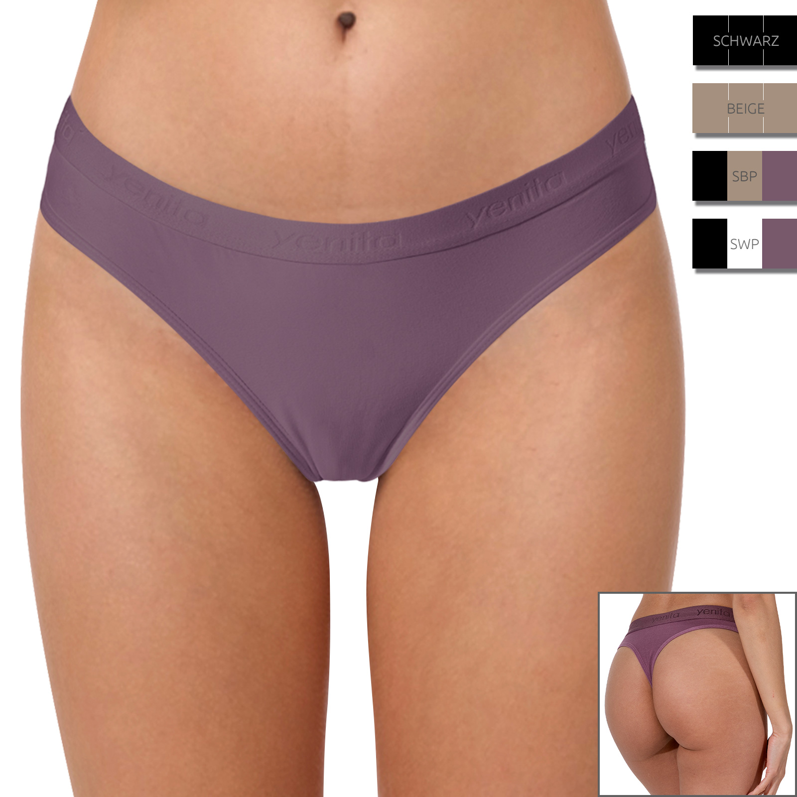 yenita® Damen Baumwoll String "SPORT COLLECTION" - Farbe wählbar