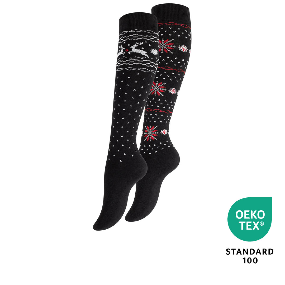 yenita® 2er Pack Damen Kniestrümpfe mit Wintermotiven