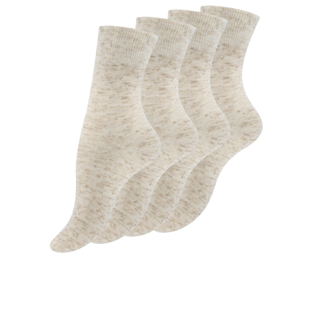 ladies linen socks 4Pack "NATUR" in beige melange