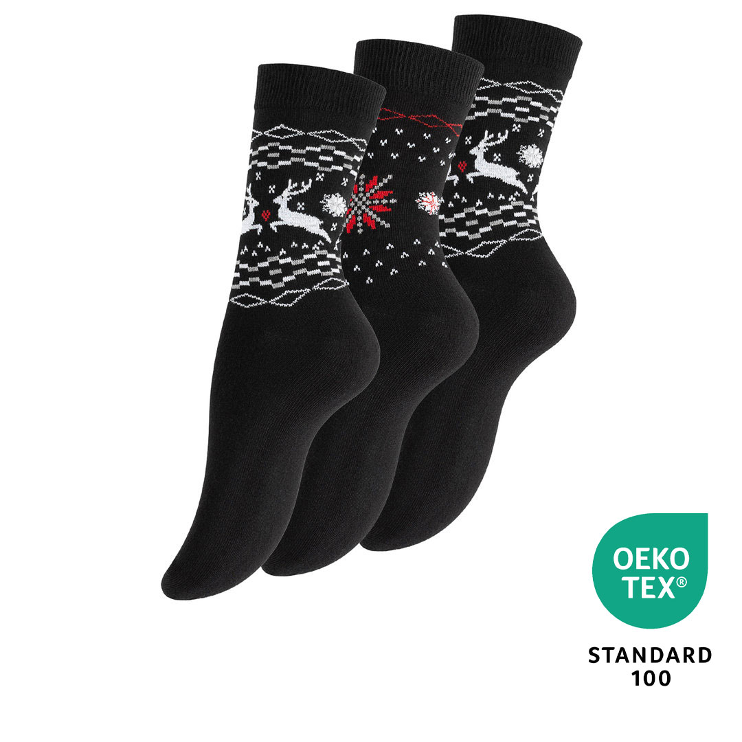 yenita® 3er Pack Damen Socken mit Wintermotiven