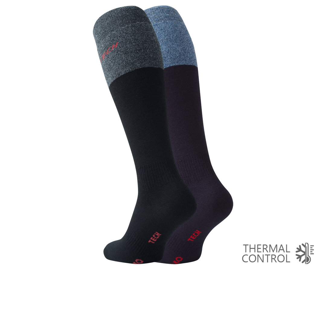 men 2 Pack full terry thermal knee socks "THERMO TECH"