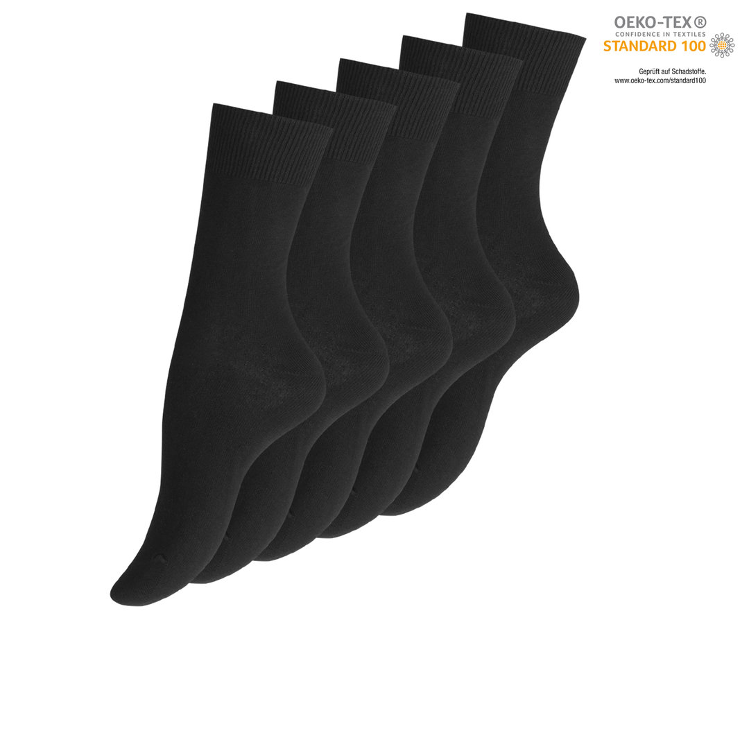 ladies 100% cotton socks in black 5 pack