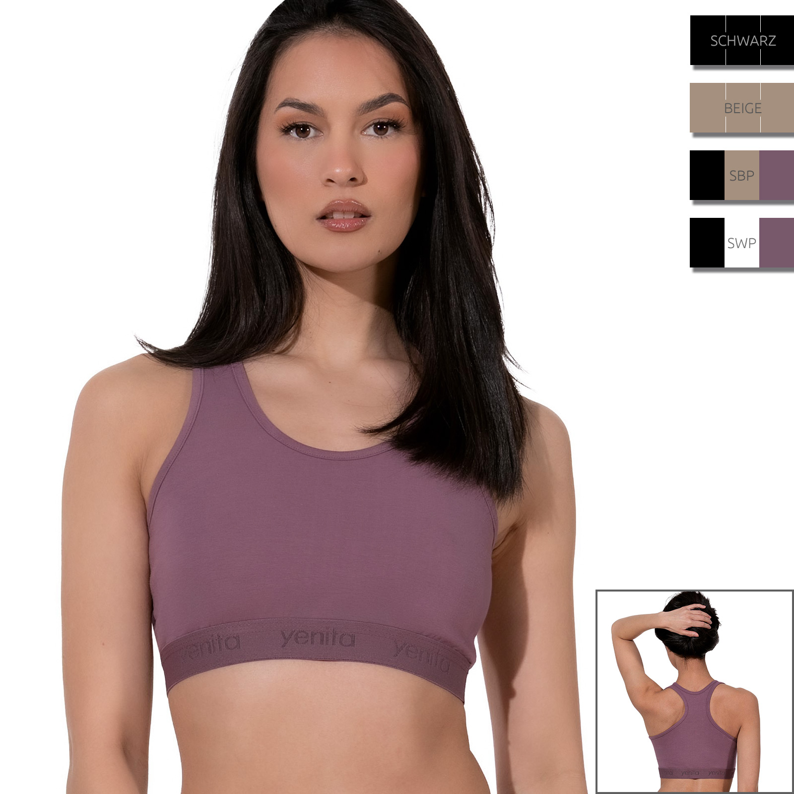 yenita® Damen Baumwoll-Bustier "SPORT COLLECTION" - Farbe wählbar