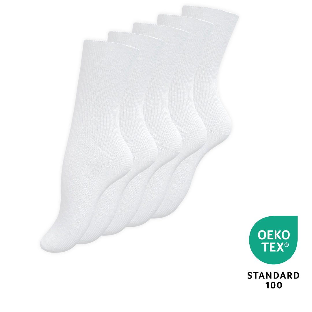 5er Pack Damen SCHWESTERN-Socken - 100% Baumwolle mit 1:1 Rippe