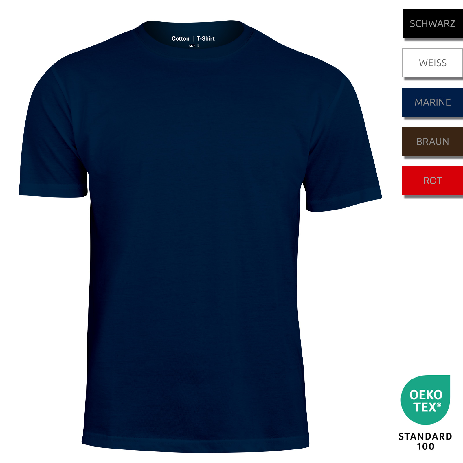 Men cotton T-shirt with round neck - color selcetable